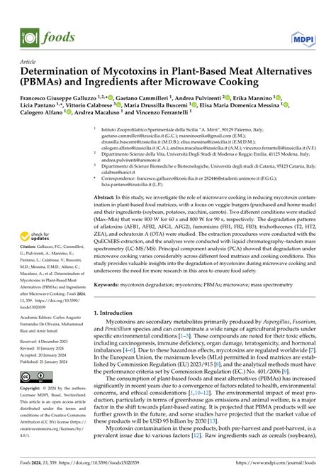 Pdf Determination Of Mycotoxins In Plant Based Meat Alternatives