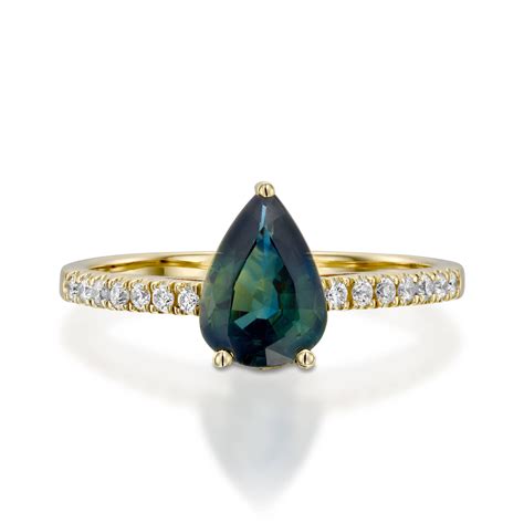 Green Sapphire Diamond Engagement Ring Yellow Gold