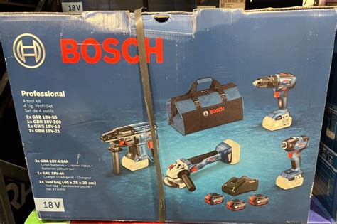 Bosch 18v 4 Piece Cordless Tool Kit With 3 X 4ah Batteries And Charger New Uk Ebay