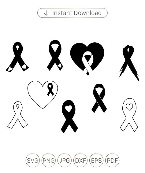 Breast Cancer Ribbon Black And White Clipart