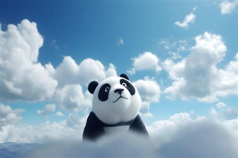 Premium Ai Image A Panda Bear Looks Up Into The Sky