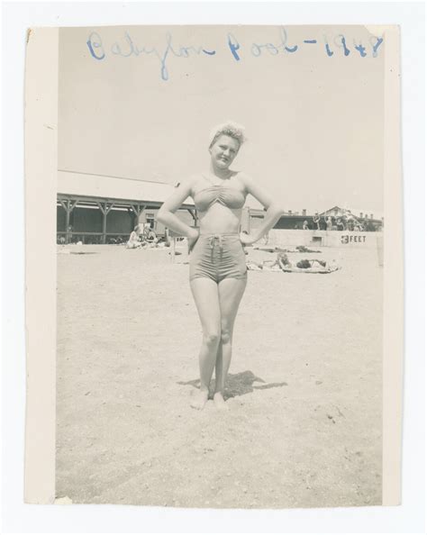 Am I Right Woman In Bathing Suit Bikini Babylon Pool 1948 Pose Candid