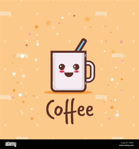 Cute Cup Of Coffee Cartoon Comic Character With Smiling Face Happy