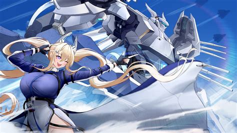 Aircraft Anthropomorphism Azur Lane Blonde Hair Breasts Clouds Dress