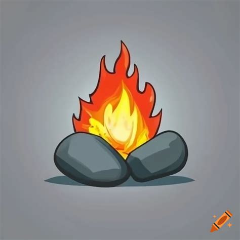 Cartoon Style Illustration Of Two Stones Making A Fire On Craiyon