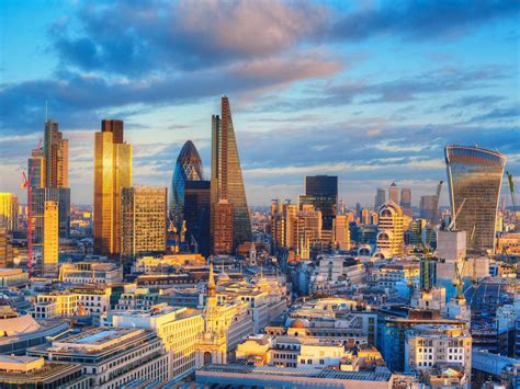 Download London Skyline At Sunset With Skyscrapers And Buildings ...
