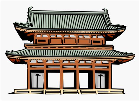 Vector Illustration Of Japanese Traditional Buddhist Temple In Japan