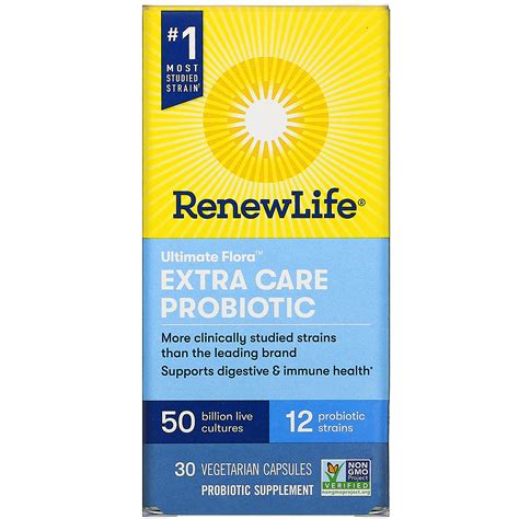 Renew Life Extra Care Ultimate Flora Probiotic 50 Billion Live Cultures 30 Vegetarian