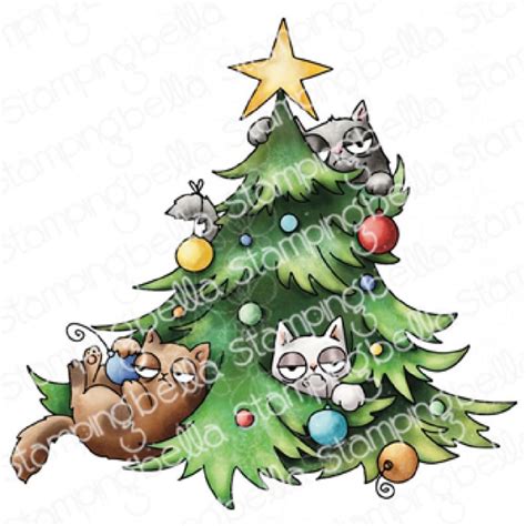 Set De Tampons En Caoutchouc Oddball Christmas Cats In The Tree De