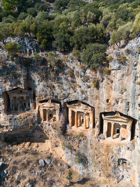 Premium Photo Dalyan Mugla Turkey Kings Tombs In The Cliff Face Kaunos