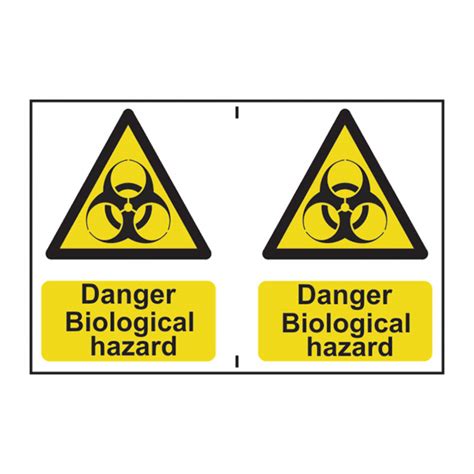 Danger Biological Hazard Sign Self Adhesive Semi Rigid Pvc 2 Per