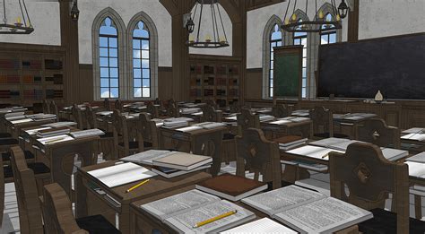Fantasy Boarding School Small Classroom 3d Model Cgtrader
