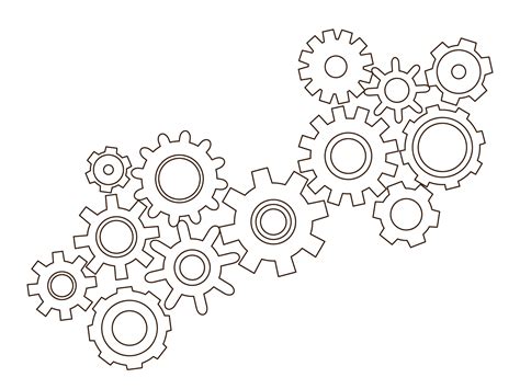 Gears Vector Set In Hand Drawn Style Goal Planning Idea Concept