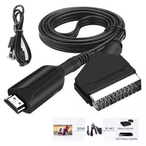 Convertisseur Portable Scart To Hdmi Avec C Ble Usb Adaptateur Audio