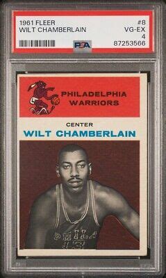 Fleer Wilt Chamberlain Rookie Rc Philadelphia Warriors Hof Psa