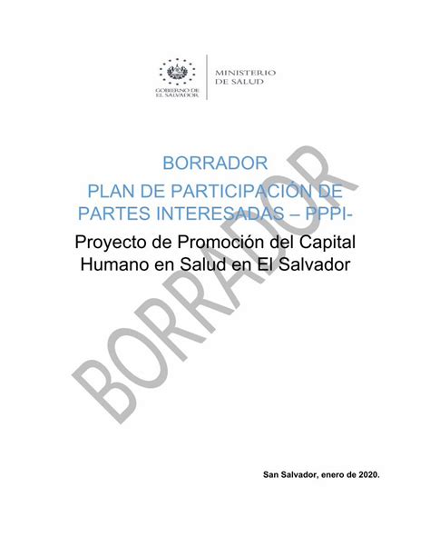 Pdf Borrador Plan De Participaci N De Partes Interesadas Asp Salud