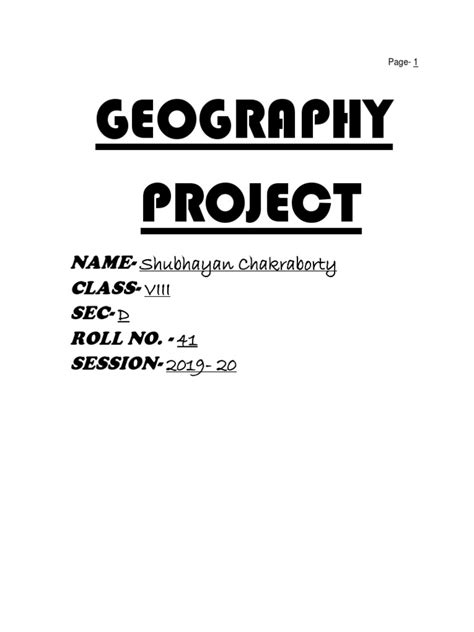 Geography Project Cover Page