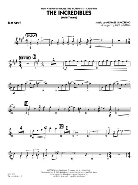 The Incredibles Arr Paul Murtha Alto Sax 2 By Michael Giacchino