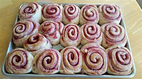 The Sisters Dish Raspberry Rolls With Cream Cheese Frosting