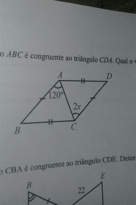 Na Figura O Triângulo Abc é Congruente Ao Triângulo Cdaqual O Valor De × Br