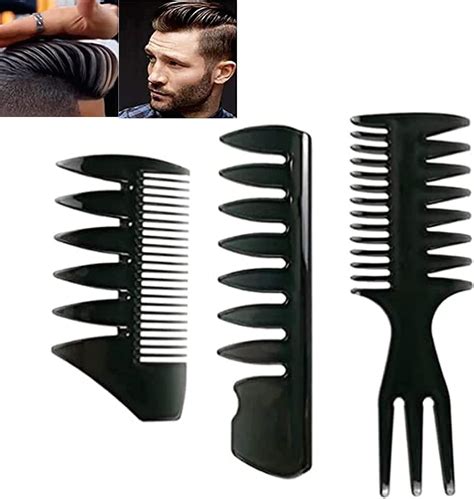 Lanjue 3 Pieces Men Styling Comb Black Pompadour Comb Mens Comb Wide