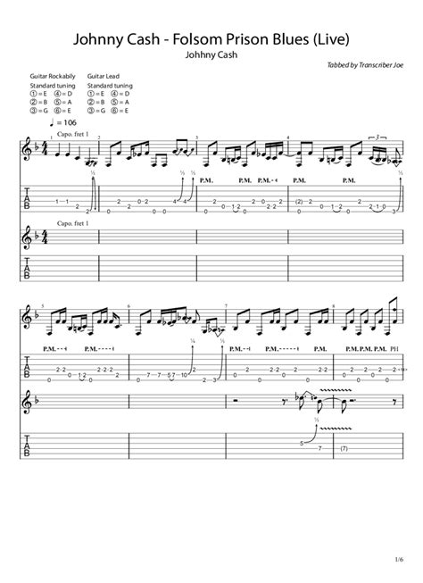 Folsom Prison Blues Live Tab Chords JohnnyCash