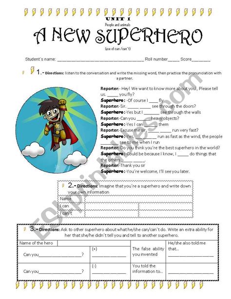 A New Superhero Esl Worksheet By Anileda