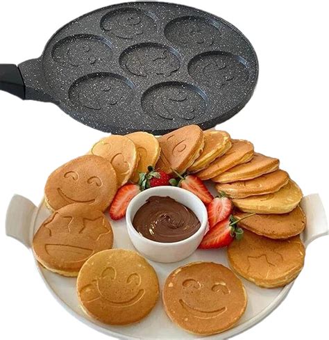 Smiley Face Pancake Pan Non Stick Emoji Makes 7 Expression Cakes 11 Inch Home And Kitchen