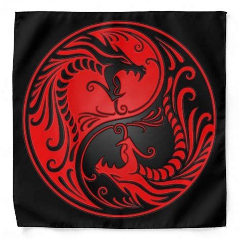 Red And Black Yin Yang Dragons Bandana Zazzle In 2023 Yin Yang Yin