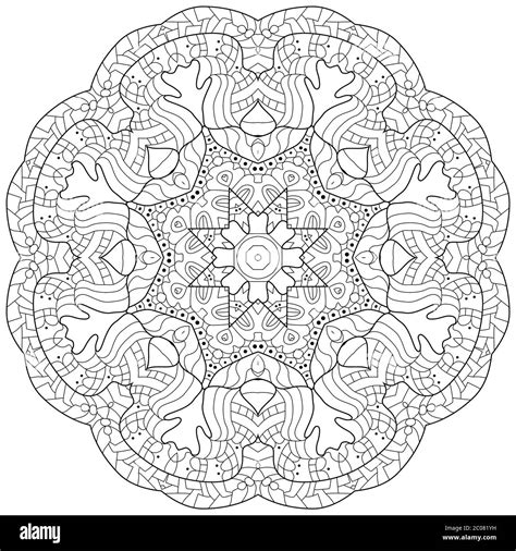 Hand Drawn Zentangle Mandala For Coloring Page Stock Vector Image Art