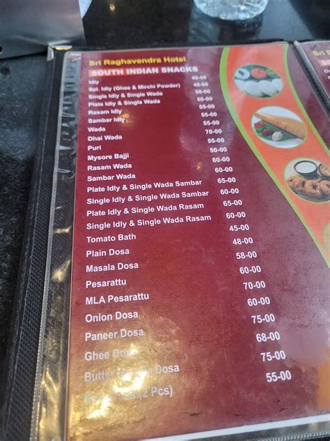 Menu At Sri Raghavendra Bhavan Tiffins Hyderabad