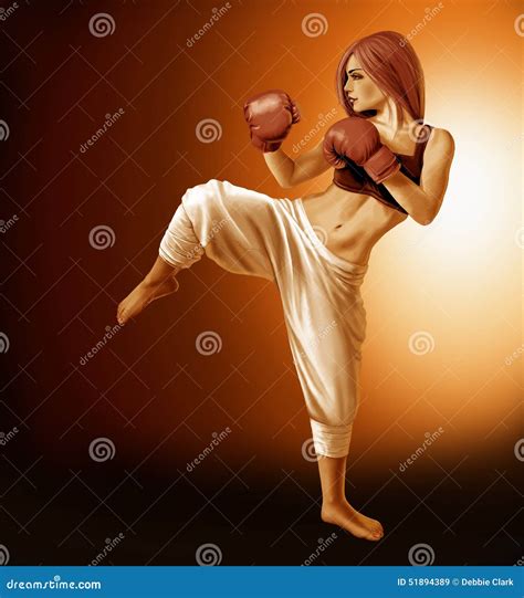 Kickboxing Woman Illustration Stock Illustration Illustration Of