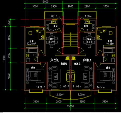 7套一梯两户住宅户型平面图免费下载 建筑户型平面图 土木工程网