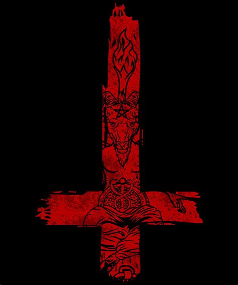 Satanic Inverted Baphomet Cross Satan Occult T Digital Art By Bi