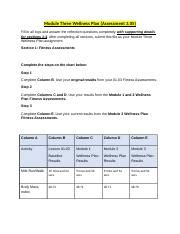 Module Three Wellness Plan Fitness Assessment And Flexibility