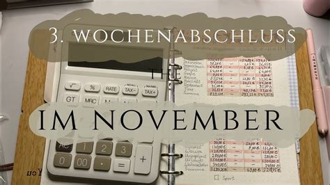 Wochenabschluss Im November Umschlagmethode Budgeting Youtube