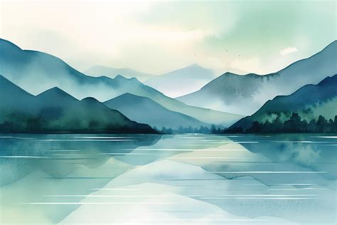 A Peaceful And Serene Landscape Painting Art Illustration Background