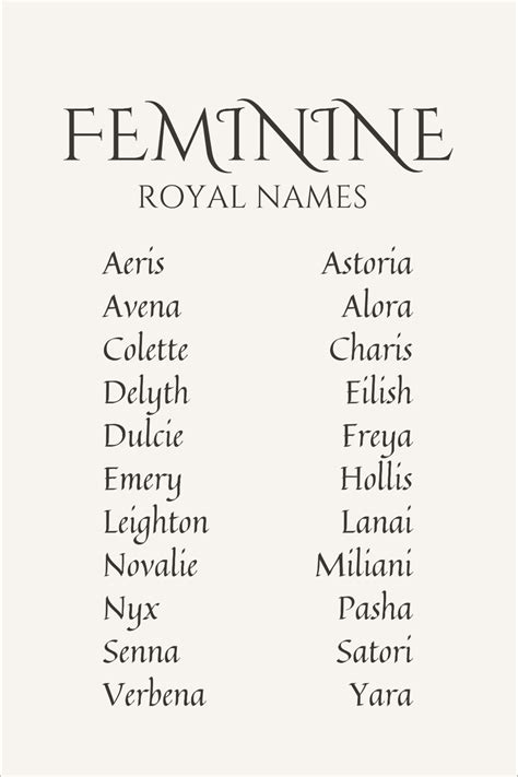 Feminine Royal Names Writer Inspiration Character Names Writing