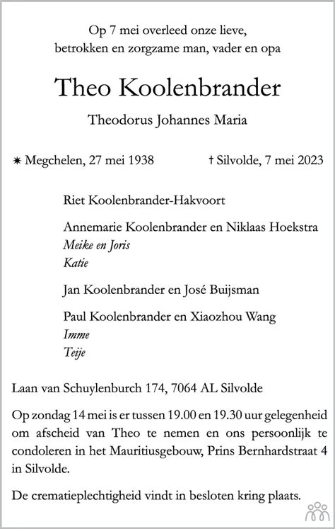 Theo Theodorus Johannes Maria Koolenbrander 07 05 2023