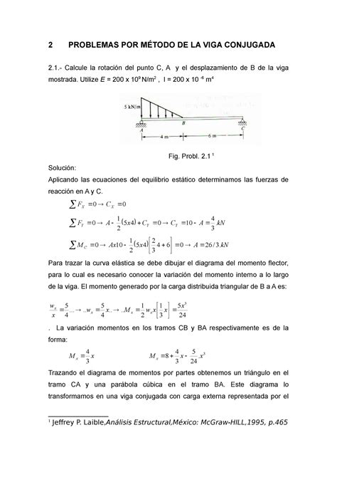 2 Problemas DE LA VIGA Conjugada 21 2 PROBLEMAS POR MÉTODO DE LA VIGA