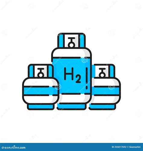 Hydrogen H2 Storage Cylinder Color Line Icon Stock Vector Illustration Of Technology Tank