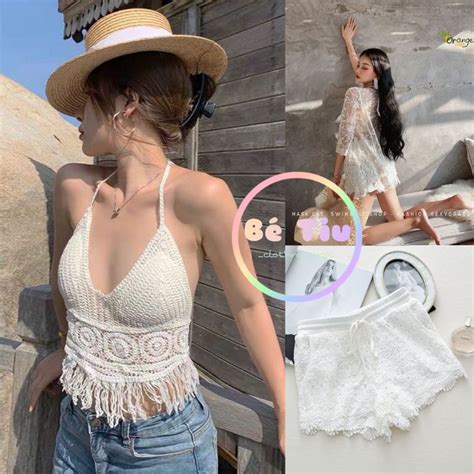 Set Bộ Bikini Len Móc 3 Món Có Bán Rời Đồ Bơi Nữ Đi Biển 2023 Hottrent