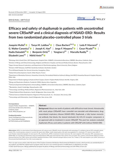 PDF Efficacy And Safety Of Dupilumab In Patients With Uncontrolled