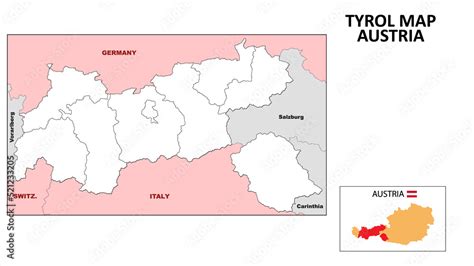 Tyrol Map. State and district map of Tyrol. Political map of Tyrol with ...