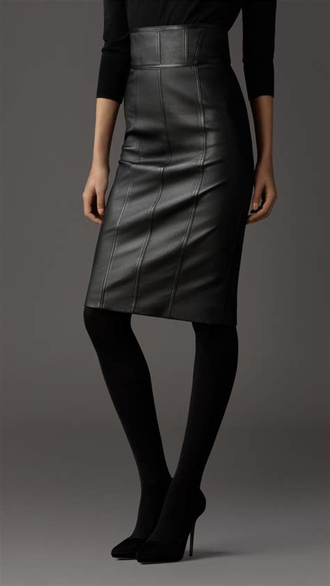 Burberry Leather Pencil Skirt In Black Lyst