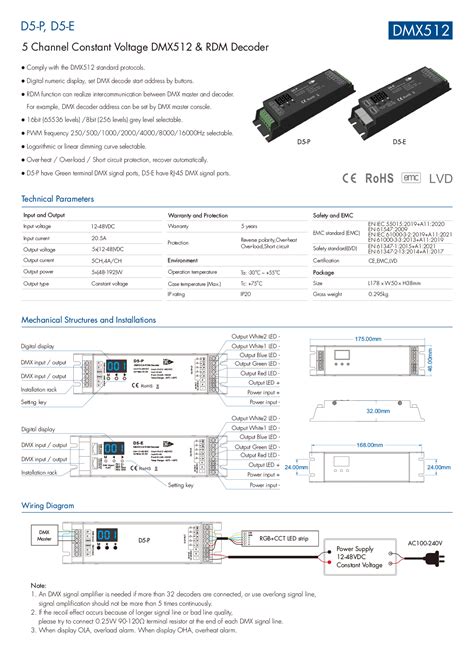 Channel Constant Voltage Dmx Rdm Decoder D E