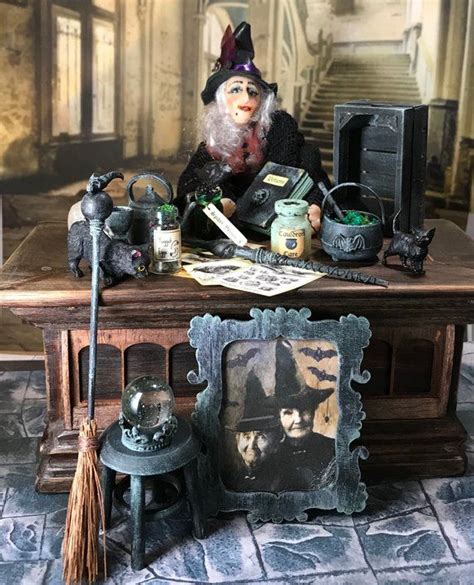 Dollhouse Miniature Aged Witches Wizards Halloween Etsy Potions Book