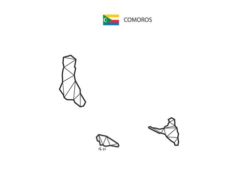 Mosaic Triangles Map Style Of Comoros Isolated On A White Background