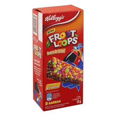 Pack Barra De Cereal Frutas Kelloggs Froot Loops Caixa 51g 3 Unidades Supermercado Mundial