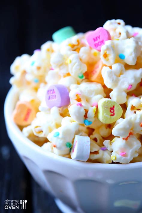 Valentine's Popcorn (White Chocolate Popcorn) | Gimme Some Oven